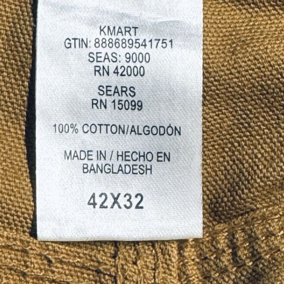 Craftsman Pants Cargo Carpenter Work Tan Size 42x32 Flat Front - Picture 4 of 5